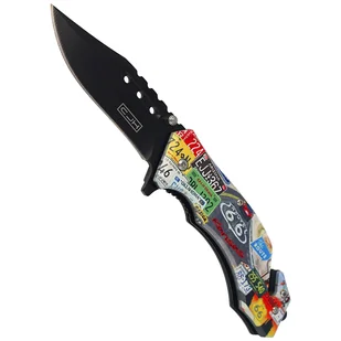 Nóż składany ratowniczy Herbertz Solingen CJH motyw US Route 66, Black Blade (44005) - Noże - miniaturka - grafika 4