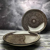 Kubki - Duży talerz ceramiczny Lagan, ręcznie zdobiony „Kora drzewa” o średnicy 32cm - miniaturka - grafika 1