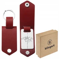 Breloki - BLINGART Brelok do kluczy Z GRAWEREM i ETUI SKÓRZANY BORDOWY STAL 316L - miniaturka - grafika 1