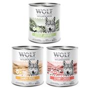 Mokra karma dla psów - Mieszany pakiet próbny Wolf of Wilderness Adult - 6 x 800 g: Drób z wołowiną, drób z kurczakiem, drób z jagnięciną - miniaturka - grafika 1