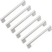 Zawiasy, okucia i inne akcesoria - Nowoczesne europejskie uchwyty do szuflad - rozstaw otworów 224 mm - idealne do szafek i mebli kuchennych - wykończenie szczotkowane - zestaw 6 sztuk - miniaturka - grafika 1