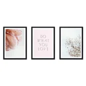 Ramki na zdjęcia - Zestaw czarnych ramek drewnianych - galeria ramek na 3 zdjęcia + szablon do powieszenia ram - miniaturka - grafika 1