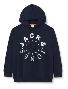 JACK&JONES PLUS Męska bluza z kapturem Jjwarrior Sweat Hood Pls, granatowy/nadruk: duży, 3XL - Bluzy męskie - miniaturka - grafika 1