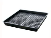 Pojemniki przemysłowe - Taca Ociekowa Z 4-Częściową Kratownicą 99L (100 X 100 X 12 Cm) Czarny Do 150 L. Z Kratownicą 100 Cm X 100 Cm X 12 Cm - miniaturka - grafika 1