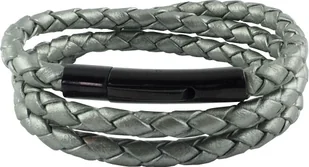 König Design skórzany naszyjnik skórzany pasek skórzana bransoletka 3 mm męski naszyjnik 17 cm - 100 cm pleciony, długość: 95 centymetrów, kolor: szary metalik - Naszyjniki męskie - miniaturka - grafika 1