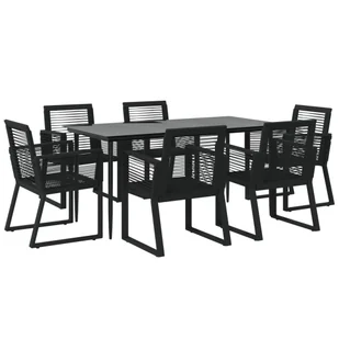 7-częściowy zestaw mebli ogrodowych, czarny, rattan PVC - Meble ogrodowe - miniaturka - grafika 4