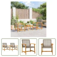 Fotele i krzesła ogrodowe - The Living Store Krzesła ogrodowe 2 szt. Szary polirattan i drewno akacjowe - miniaturka - grafika 1