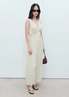 Sukienki - MANGO - Sukienka bieliźniana z koronką miętowa zieleń - L - Kobieta - miniaturka - grafika 1