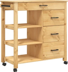 vidaXL Wózek kuchenny MONZA 84x40x90 cm lite drewno sosnowe - Wózki kuchenne - miniaturka - grafika 1