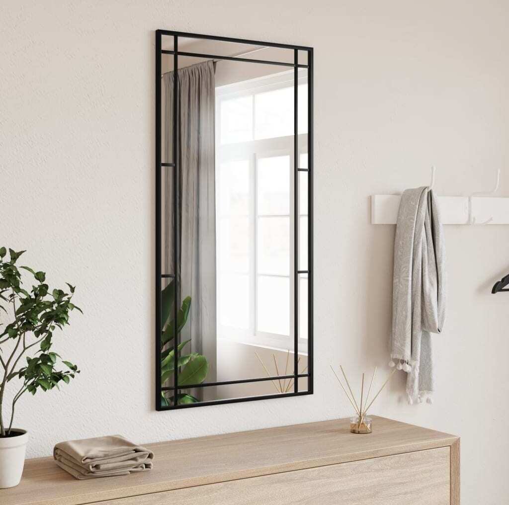 Lustro ścienne czarne 50x100 cm prostokątne żelazo
