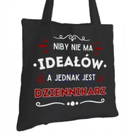 Torby i wózki na zakupy - Torba Bawełniana dla Dziennikarza Czarna Prezent ekologiczna Trwały Nadruk - miniaturka - grafika 1