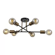 Lampy sufitowe - Salonowa lampa sufitowa Formio PND-4052-6-BL-HBR Italux czarna mosiądz - miniaturka - grafika 1