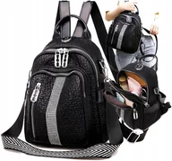 Plecaki - Czarny Plecak modny wodoodporny damski miejski - miniaturka - grafika 1