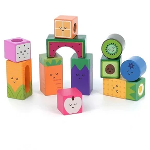 Vilac - Drewniane klocki sensoryczne Owoce - Klocki - miniaturka - grafika 1
