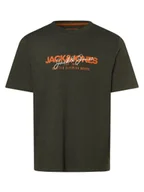 Koszulki męskie - Jack & Jones Koszulka męska - JJAlvis Mężczyźni Bawełna zielony nadruk, M - miniaturka - grafika 1