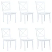 Krzesła - vidaXL Krzesła jadalniane, 6 szt., białe, lite drewno kauczukowca - miniaturka - grafika 1