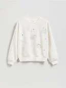 Bluzy dla dziewczynek - Reserved - Bluza z haftem - złamana biel - miniaturka - grafika 1