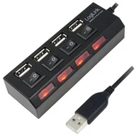 Huby USB - LogiLink Hub 4 z zasilaczem i z wyłącznikiem na każdy port (UA0128) - miniaturka - grafika 1
