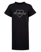 Sukienki - Love Moschino Damska sukienka z logo Core Rhimestone_Short Sleeve Dress, czarny (Black C74), 40 - miniaturka - grafika 1