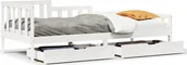 Łóżka dla dzieci i młodzieży - Łóżko dzienne z szufladami, białe, 90x190 cm, drewno sosnowe - miniaturka - grafika 1