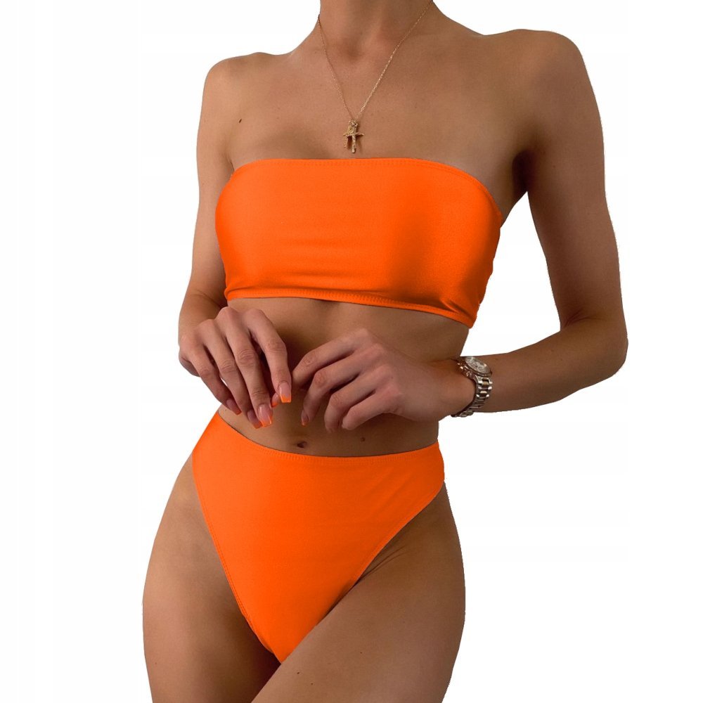 Strój Kąpielowy Dwuczęściowy Bikini Figi Wysoki Stan Opaska Kolory Xs