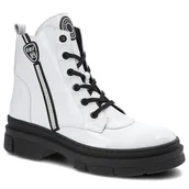 Botki damskie - Białe Botki Nessi Damskie Modne Buty Jesienne - miniaturka - grafika 1