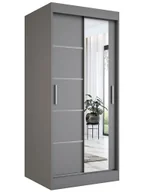 Szafy - Antracytowa szafa przesuwna z lustrem A4-C31 - miniaturka - grafika 1