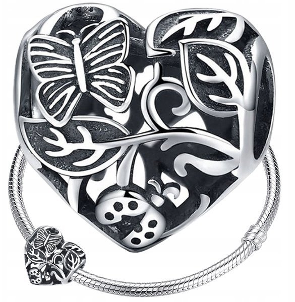Ivybands CHARMS SERCE srebro 925 koralik S925 zawieszka motyle kwiaty łąka beads