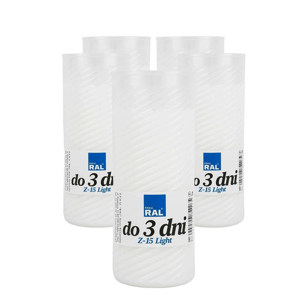 Wkłady do zniczy 15 cm do 3 dni 5 szt. Z-15L Opakowanie tradycyjnych zalewanych wkładów