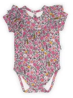 Body dla niemowląt - Niemowlęce body bawełniane z krótkim rękawem w kwiaty różowe Nicol,r.56 - miniaturka - grafika 1