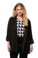 Kurtki damskie - Ulla Popken Kurtka damska, imitacja zamszu, oversize, otwarty kształt, kurtka wewnętrzna, czarny, 50-52 duże rozmiary - miniaturka - grafika 1