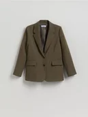 Marynarki i żakiety damskie - Reserved - Jednorzędowa marynarka z wiskozą - zielony - miniaturka - grafika 1