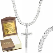 Naszyjniki męskie - Łańcuszek Srebrny Męski Pancerka 5,50 mm z Krzyżykiem pr 925 Grawer Gratis - Argmeta - miniaturka - grafika 1