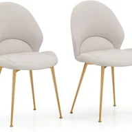 Krzesła - Zestaw 2 Szarych Krzeseł do Jadalni z Tkaniny, Tapicerowane Krzesła Kuchenne z Wyprofilowanym Siedziskiem, Regulowane Ślizgacze, Nośność 150 kg - miniaturka - grafika 1