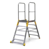 Drabiny - Mostek aluminiowy, drabina z platformą, obustronny ALVE FORTE, 2x5 stopni, wysokość platformy 1,04 m - miniaturka - grafika 1
