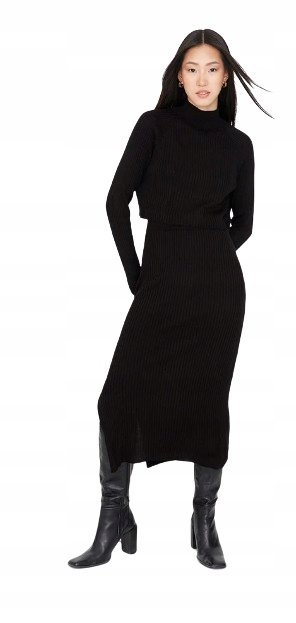 TRENDYOL CZARNY KOMPLET DZIANINOWY Z GOLFEM I SPÓDNICĄ 36 5AA