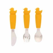 Sztućce dla dzieci - Eco Rascals Zestaw Sztućców Kaczuszka Mustard - miniaturka - grafika 1