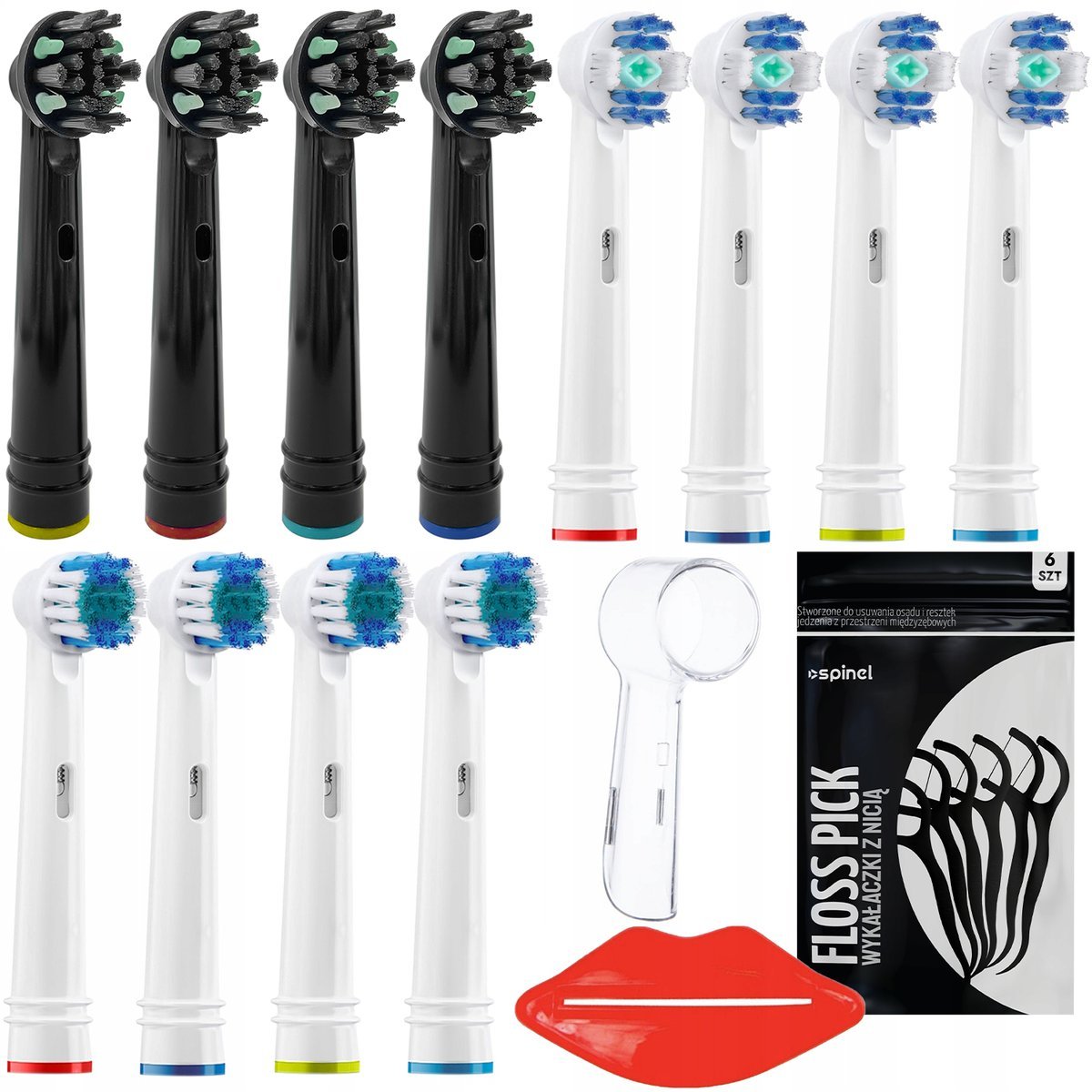 Końcówki do szczoteczki ORAL-B mix modeli, 12 szt - wybielające precyzyjne z węglem osłonka wykałaczki wyciskacz