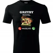 Koszulki męskie - KOSZULKA Z NADRUKIEM MĘSKA ŚMIESZNA T-SHIRT Dla Grzybiarza Grzyby LAS r. L - miniaturka - grafika 1