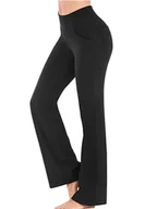 Legginsy - Luźne jednolite spodnie damskie dzwony z wysokim stanem - Czarny L - miniaturka - grafika 1