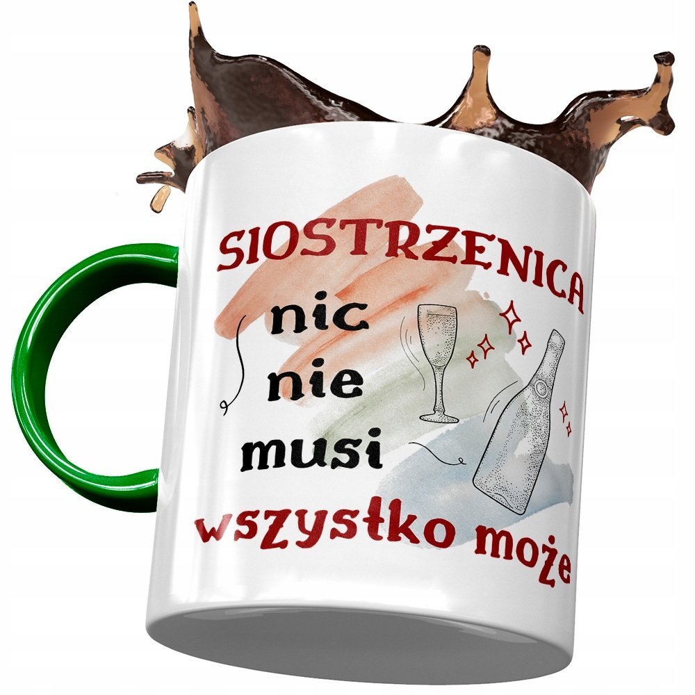 Kubek Zielony Dla Siostrzenicy na Urodziny Prezent z Nadrukiem ze Zdjęciem + Opakowanie na prezent (wzór 04)
