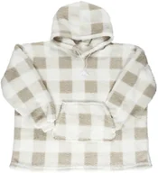 Bluzy damskie - INTESI BLUZA OCIEPLANA DŁUGA/ SNUDDIE W KRATĘ BEŻOWA/BIAŁA - miniaturka - grafika 1