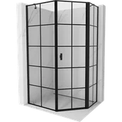 Kabiny prysznicowe - Mexen Mist kabina prysznicowa pięciokątna asymetryczna uchylna prawa 80 x 100 cm, czarna kratka, czarna - 8A8-080-100-70-77-P - miniaturka - grafika 1
