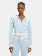 Bluzy damskie - Juicy Couture Bluza Velour Crop JCWAS225351 Błękitny Regular Fit - miniaturka - grafika 1