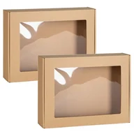 Zestawy upominkowe - Prostokątne pudełko fasonowe z okienkiem, pudełko prezentowe 35x25x5 cm x2 - miniaturka - grafika 1