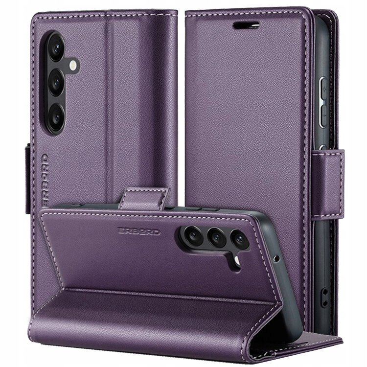 Etui Portfel do Galaxy A55 5G, Erbord Glossy case obudowa z klapką Skóra