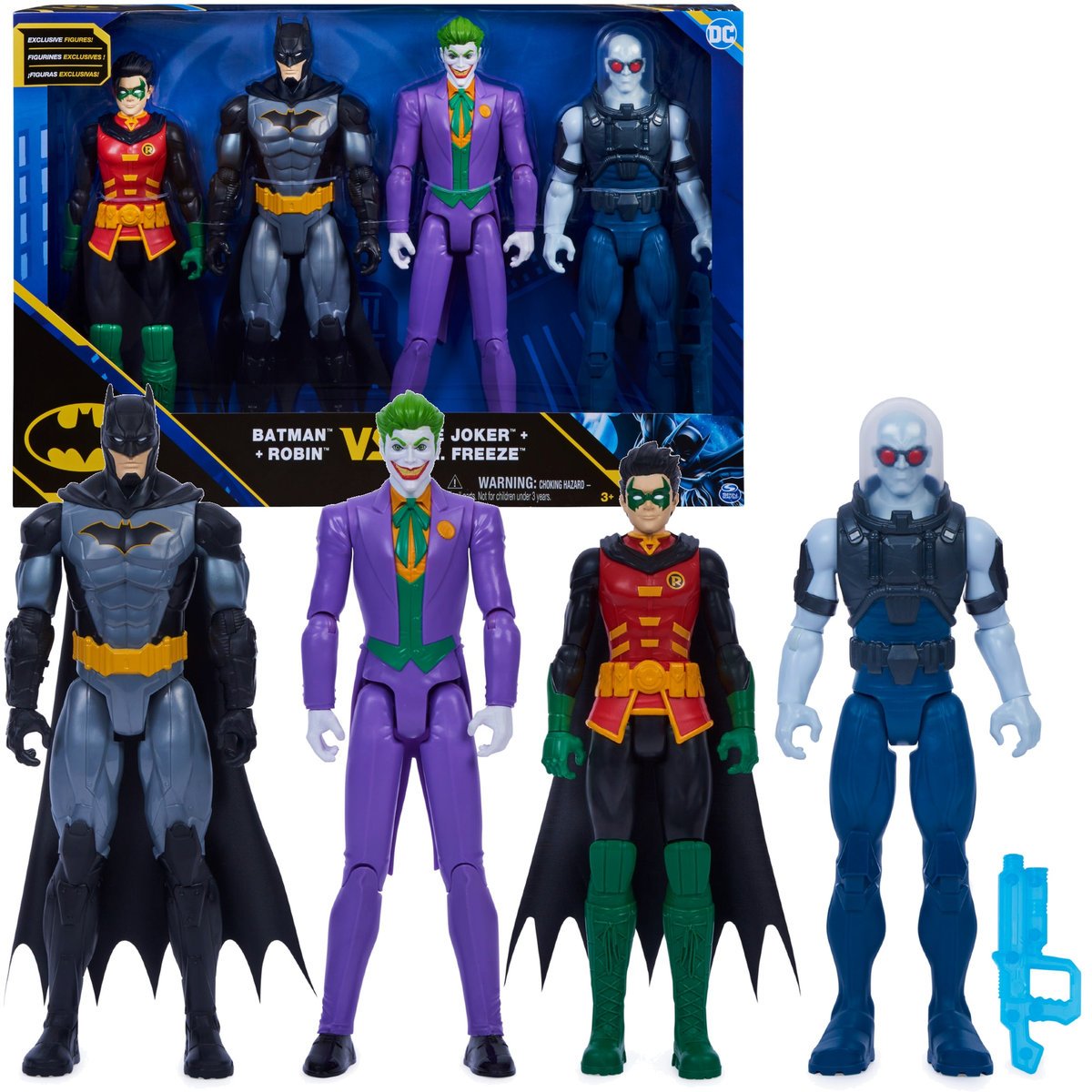 Batman DC zestaw 4 figurki akcji Batman, Robin, Joker i Mr. Freeze 30 cm