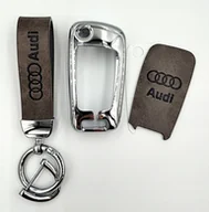 Akcesoria motoryzacyjne - 3w1 Audi ETUI na kluczyk pilot + BRELOK skórzany Audi A3 A4 A6 A7 A8 - miniaturka - grafika 1