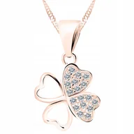 Naszyjniki - Naszyjnik Pozłacany z Koniczynką Kwiat Czterolistna Koniczyna SREBRO 925 - miniaturka - grafika 1