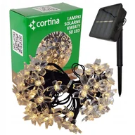 Lampy ogrodowe - LAMPKI SOLARNE GIRLANDA OGRODOWA KWIATKI 50 LED SOLARNA KWIATY WBIJANA - miniaturka - grafika 1